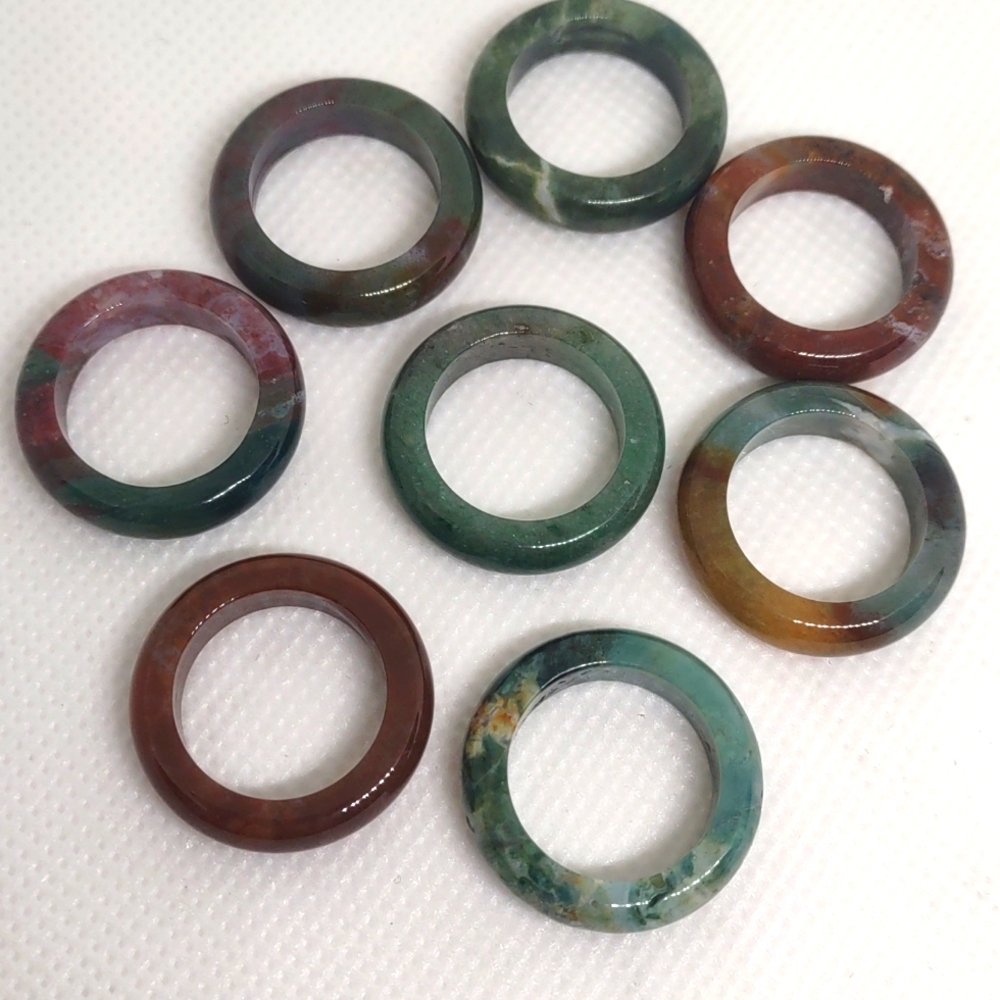 Colorful Moss Agate Bangle Ring
